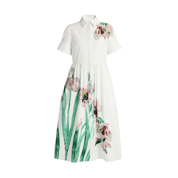 Erdem Floral Cotton Short Sleeve Midi Dress - Dresses - British Romantic Luxury at Coveti