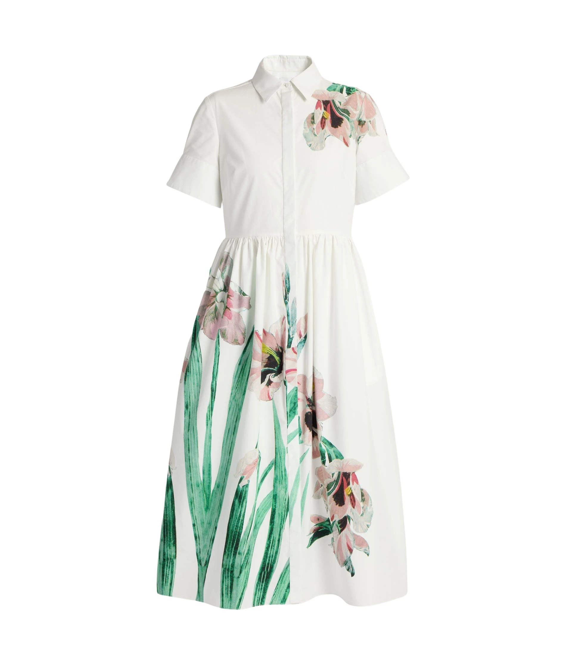 Erdem-Floral-Cotton-Short-Sleeve-Midi-Dress-coveti-263999_nobg Erdem Floral Cotton Short Sleeve Midi Dress - Dresses - British Romantic Luxury at Coveti