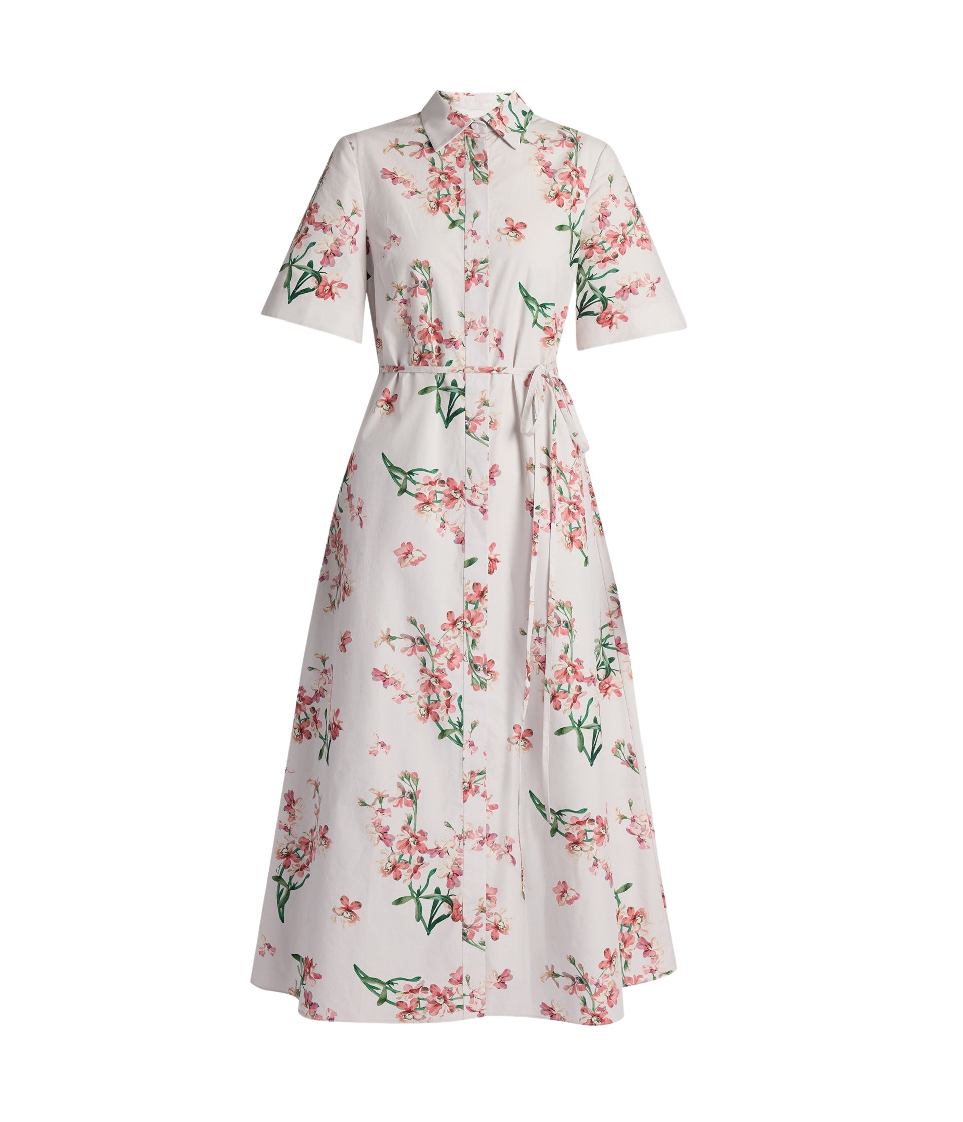 Erdem Floral Cotton Short Sleeve Midi Dress