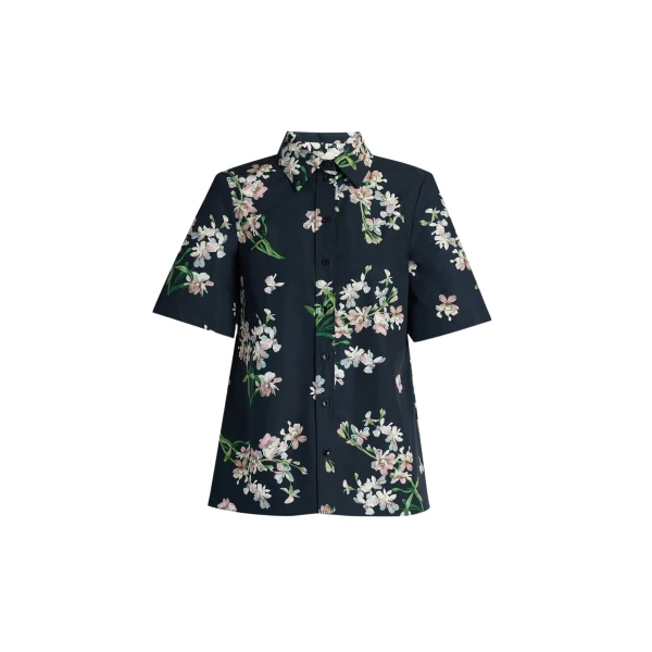 Erdem Floral Cotton Short Sleeve Shirt - Tops - British Romantic Luxury at Coveti