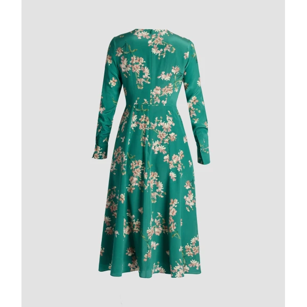 Erdem Floral Crepe De Chine Long Sleeve Midi Dress - Dresses - British Romantic Luxury at Coveti