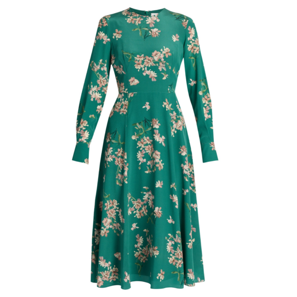 Erdem Floral Crepe De Chine Long Sleeve Midi Dress - Dresses - British Romantic Luxury at Coveti