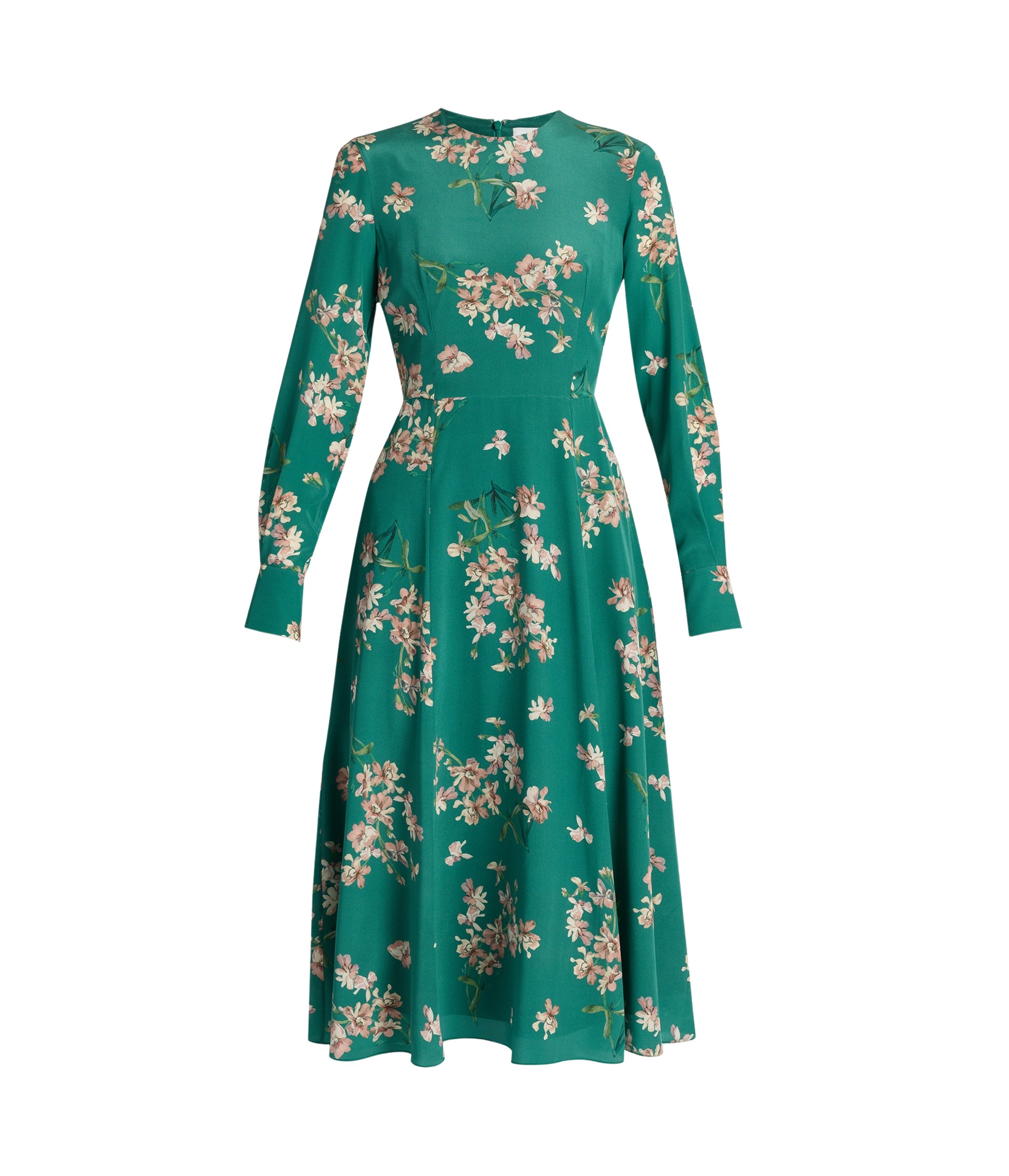 Erdem Floral Crepe De Chine Long Sleeve Midi Dress
