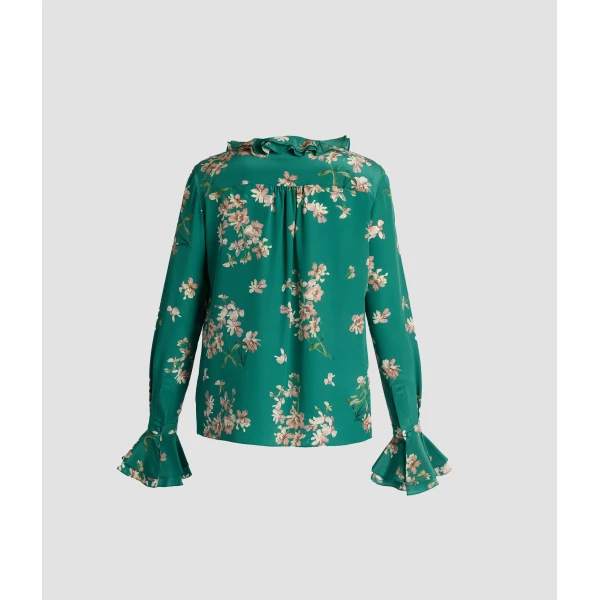 Erdem Floral Crepe De Chine Long Sleeve Shirt - Tops - British Romantic Luxury at Coveti