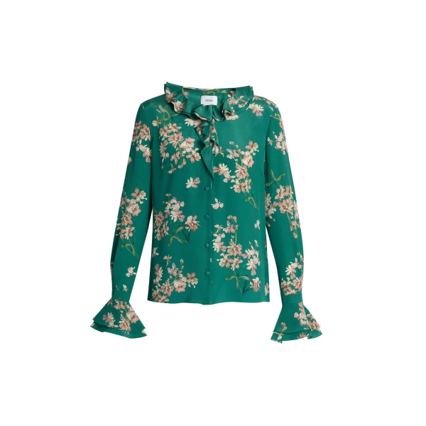 Erdem Floral Crepe De Chine Long Sleeve Shirt - Tops - British Romantic Luxury at Coveti