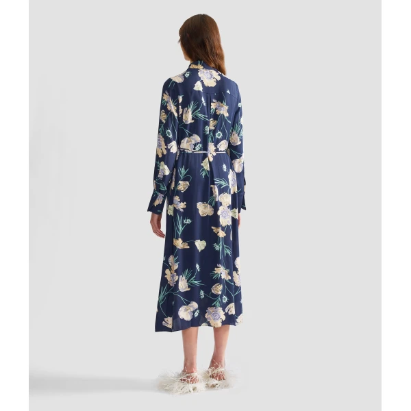 Erdem Floral Crepe Long Sleeve Midi Shirt Dress - Dresses - British Romantic Luxury at Coveti