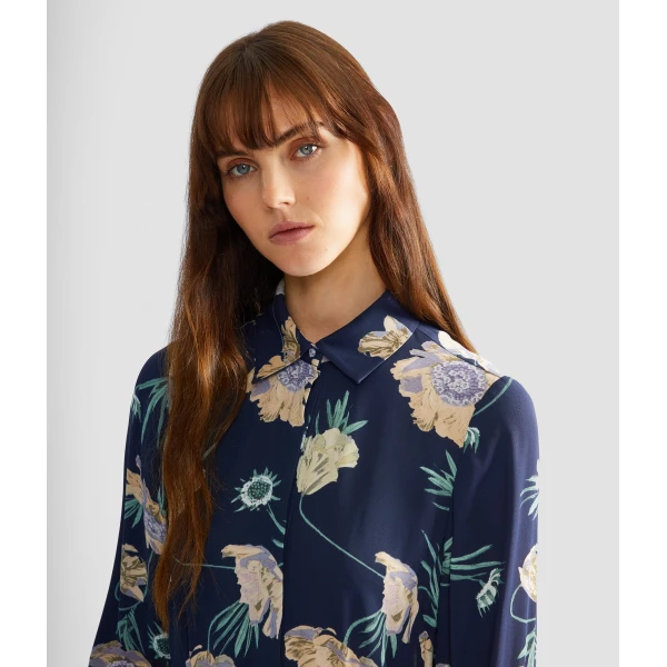 Erdem Floral Crepe Long Sleeve Midi Shirt Dress - Dresses - British Romantic Luxury at Coveti