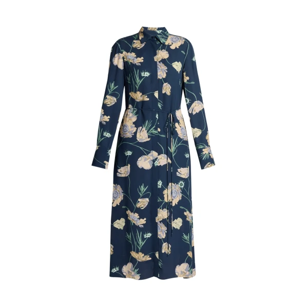 Erdem Floral Crepe Long Sleeve Midi Shirt Dress - Dresses - British Romantic Luxury at Coveti