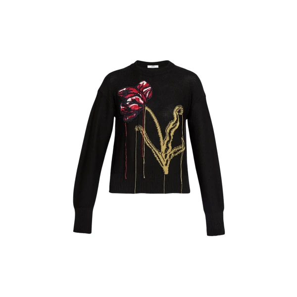 Erdem Floral Crew Neck Jumper - Knitwear - British Romantic Luxury at Coveti