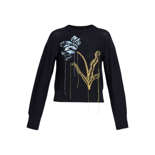Erdem Floral Crew Neck Jumper - Knitwear - British Romantic Luxury at Coveti