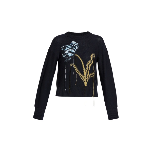 Erdem Floral Crew Neck Jumper - Knitwear - British Romantic Luxury at Coveti