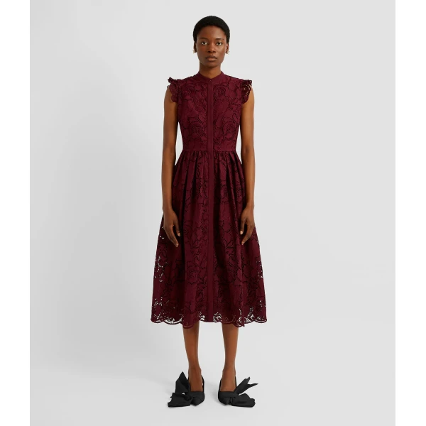 Erdem Floral Cutwork Flared Midi Dress - Dresses - British Romantic Luxury at Coveti