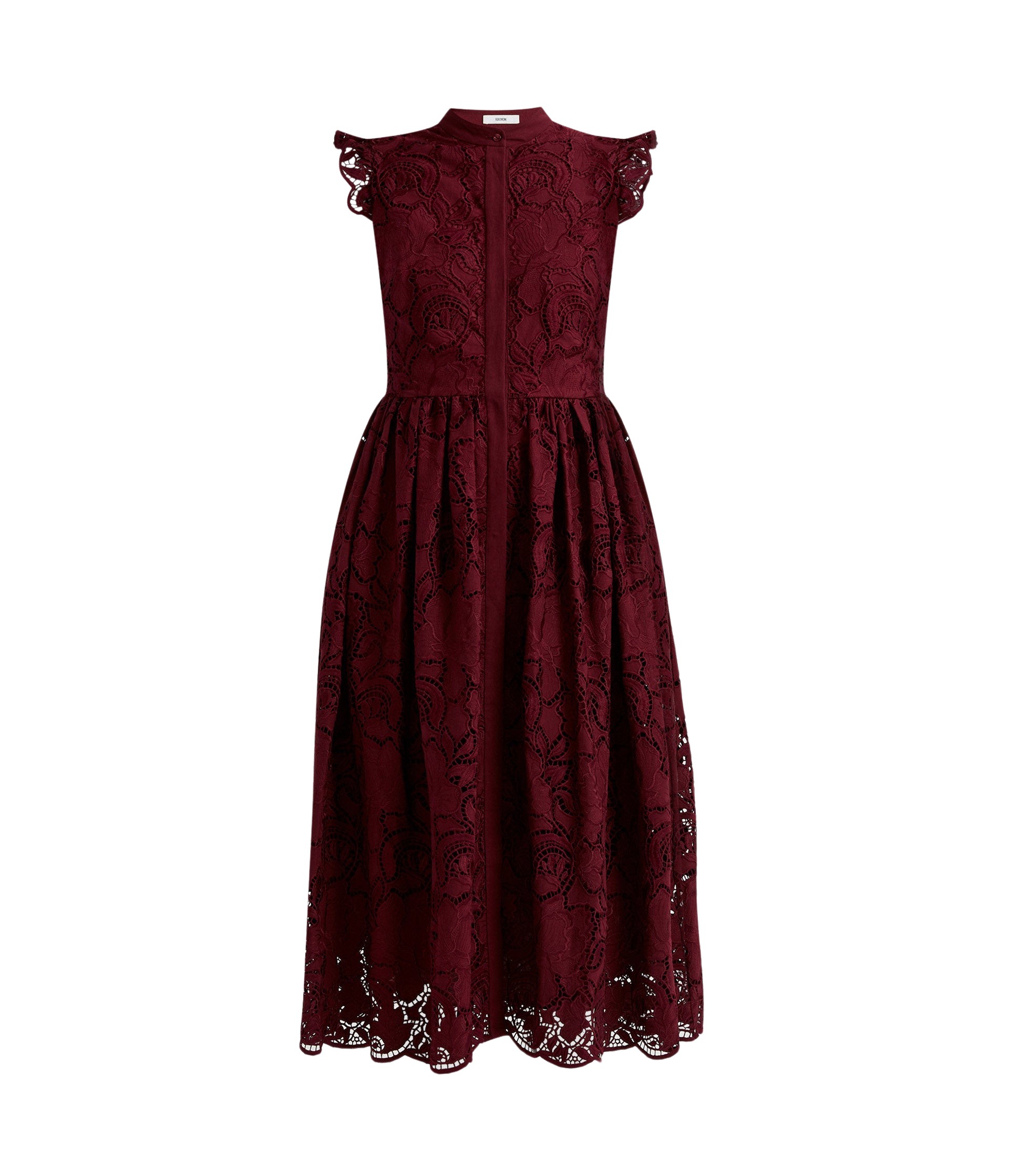 Erdem Floral Cutwork Flared Midi Dress