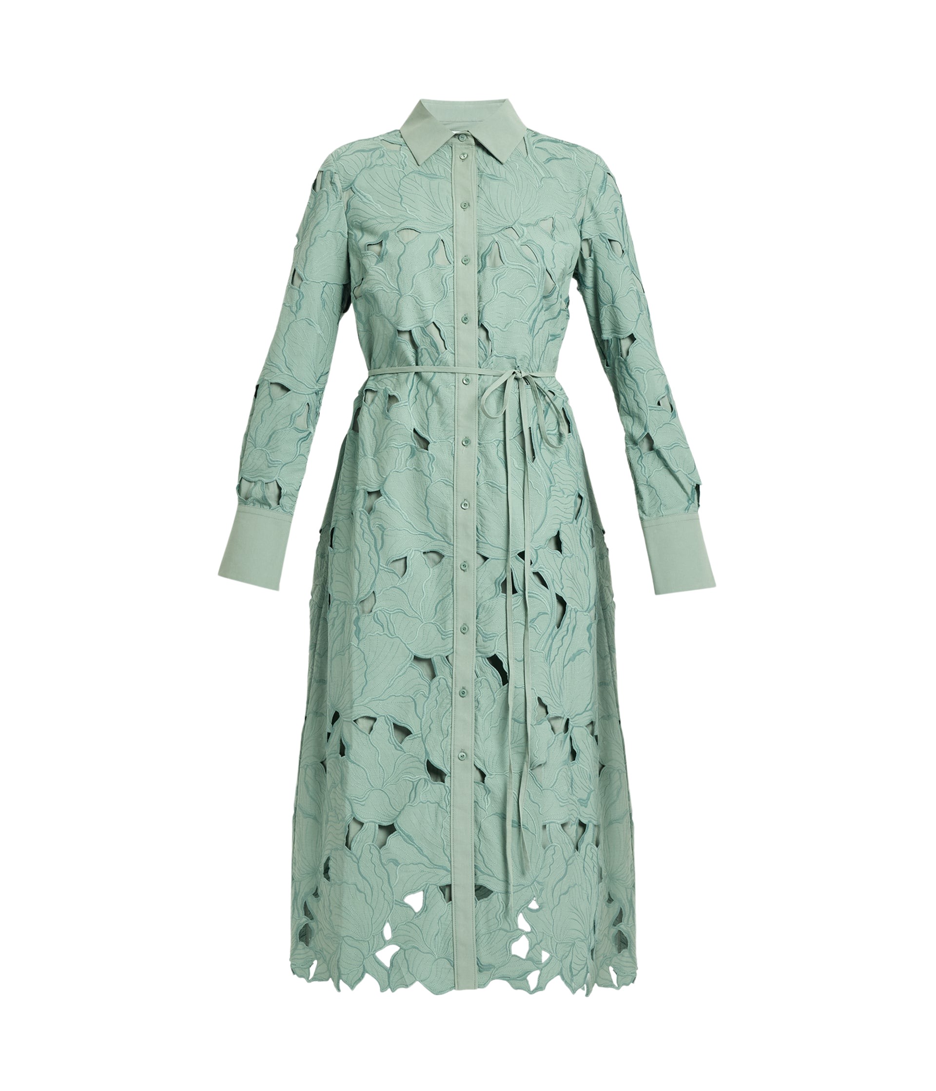 Erdem Floral Cutwork Long Sleeve Midi Dress