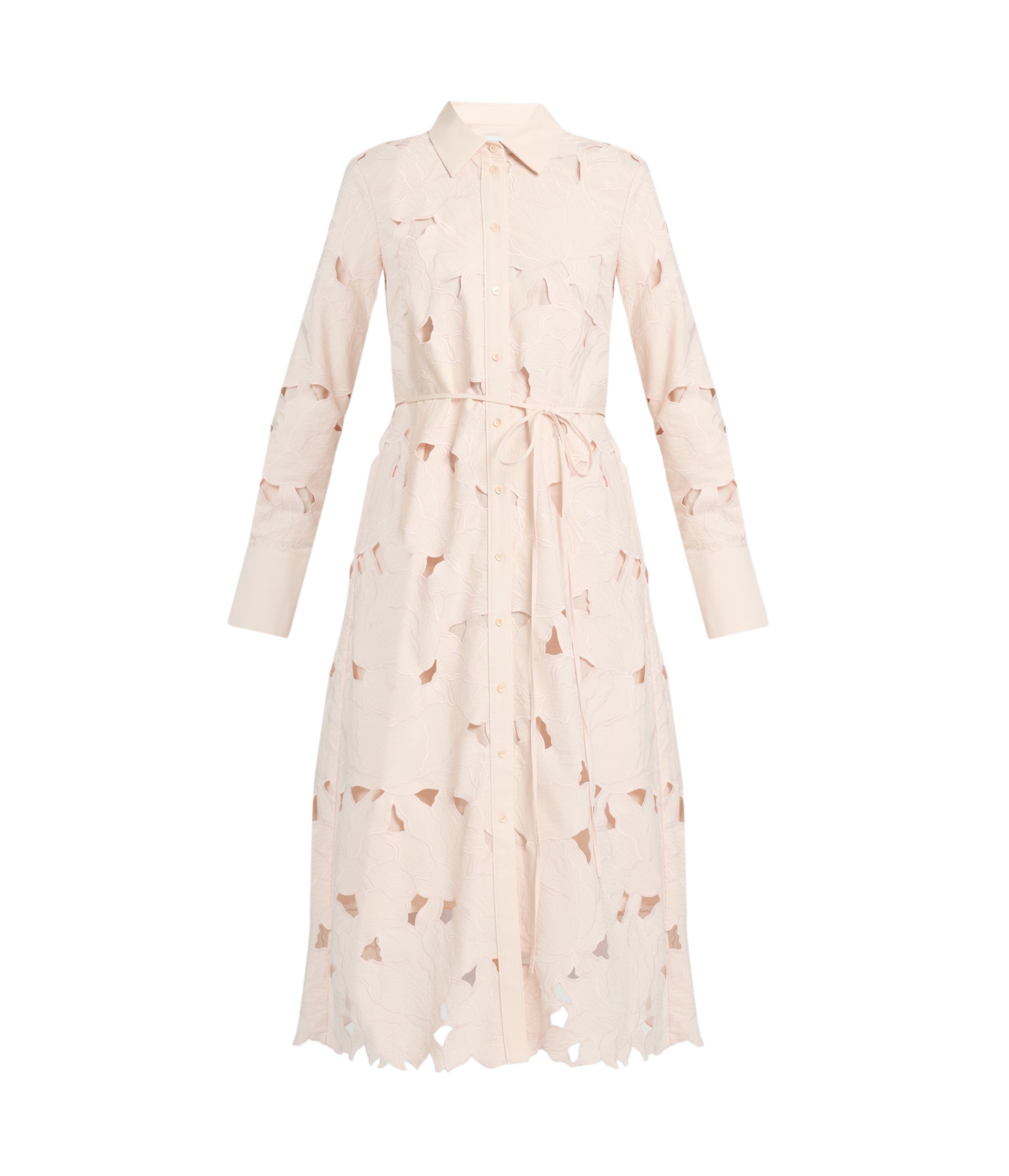 Erdem Floral Cutwork Long Sleeve Midi Dress