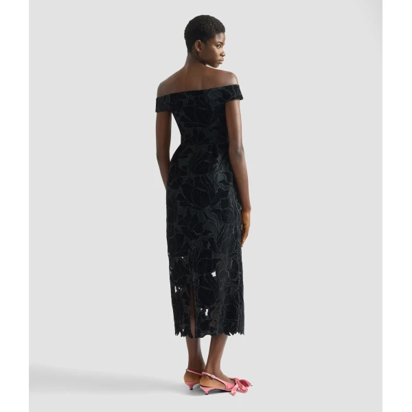 Erdem Floral Cutwork Off The Shoulder Midi Dress - Dresses - British Romantic Luxury at Coveti