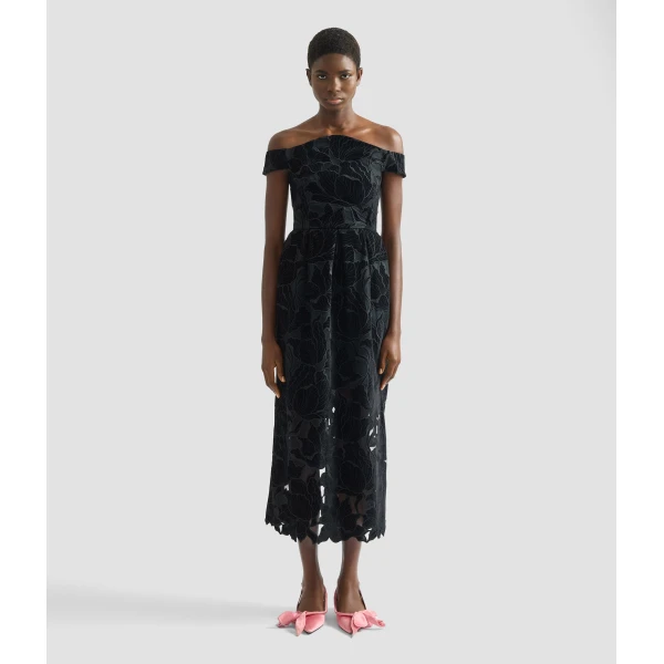 Erdem Floral Cutwork Off The Shoulder Midi Dress - Dresses - British Romantic Luxury at Coveti