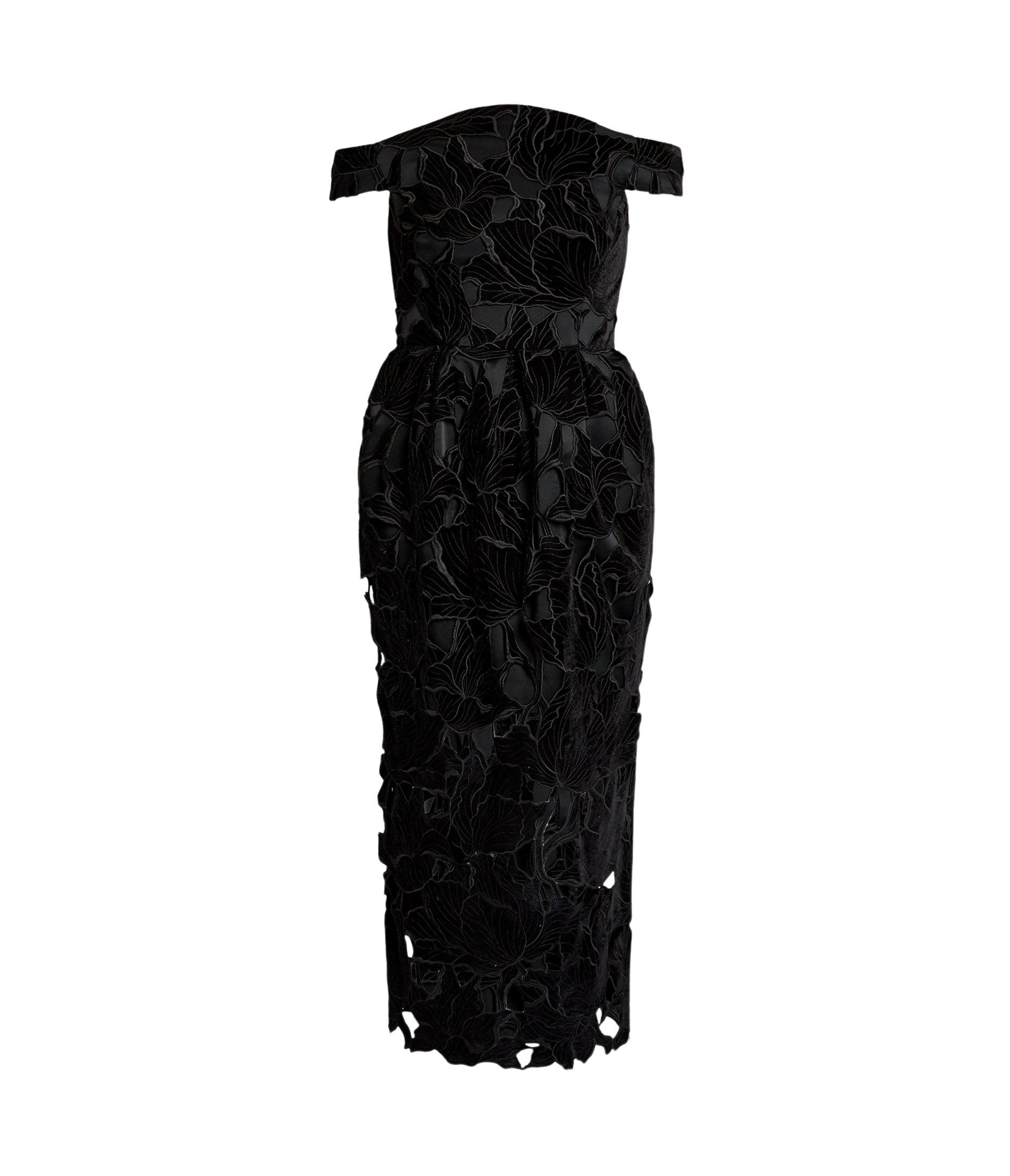 Erdem Floral Cutwork Off The Shoulder Midi Dress