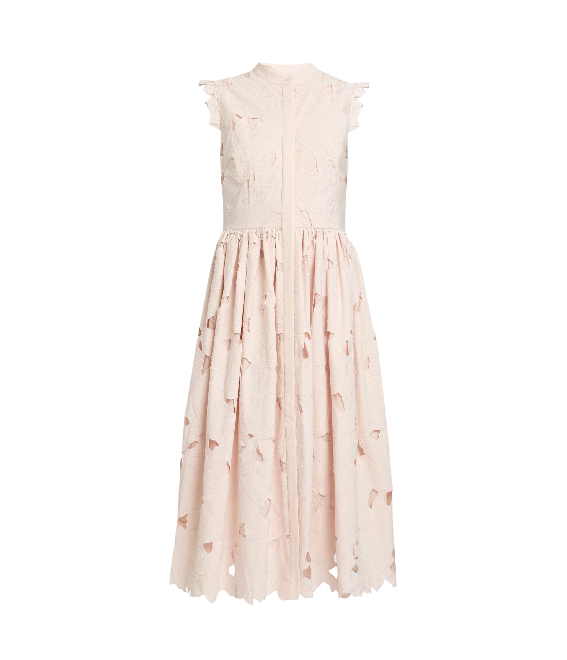 Erdem Floral Cutwork Sleeveless Midi Dress