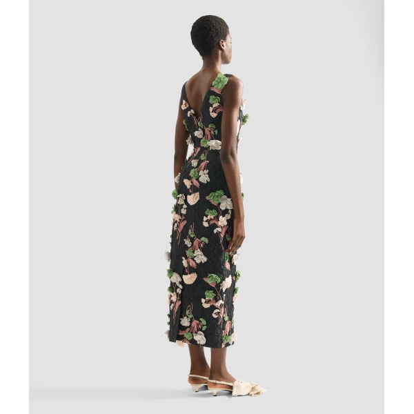Erdem Floral Embroidered Cloque Sleeveless Midi Dress - Dresses - British Romantic Luxury at Coveti
