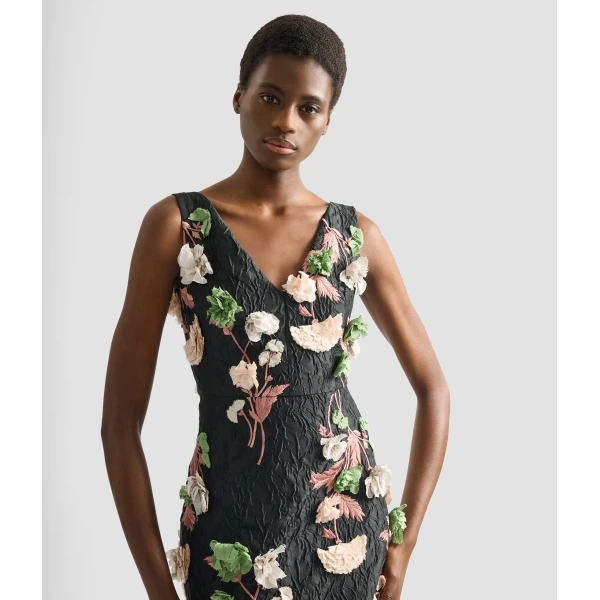 Erdem Floral Embroidered Cloque Sleeveless Midi Dress - Dresses - British Romantic Luxury at Coveti