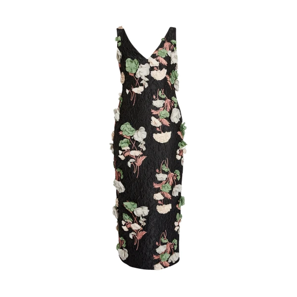 Erdem Floral Embroidered Cloque Sleeveless Midi Dress - Dresses - British Romantic Luxury at Coveti