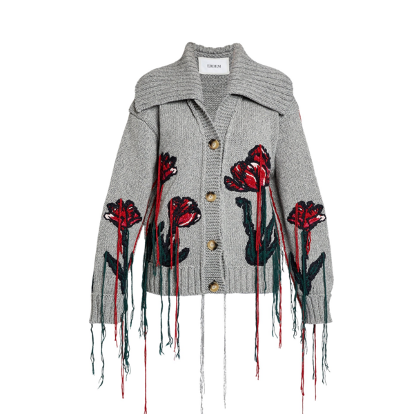 Erdem Floral Embroidered Knit Cardigan - Knitwear - British Romantic Luxury at Coveti