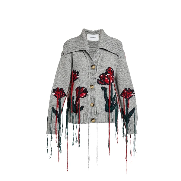Erdem Floral Embroidered Knit Cardigan - Knitwear - British Romantic Luxury at Coveti