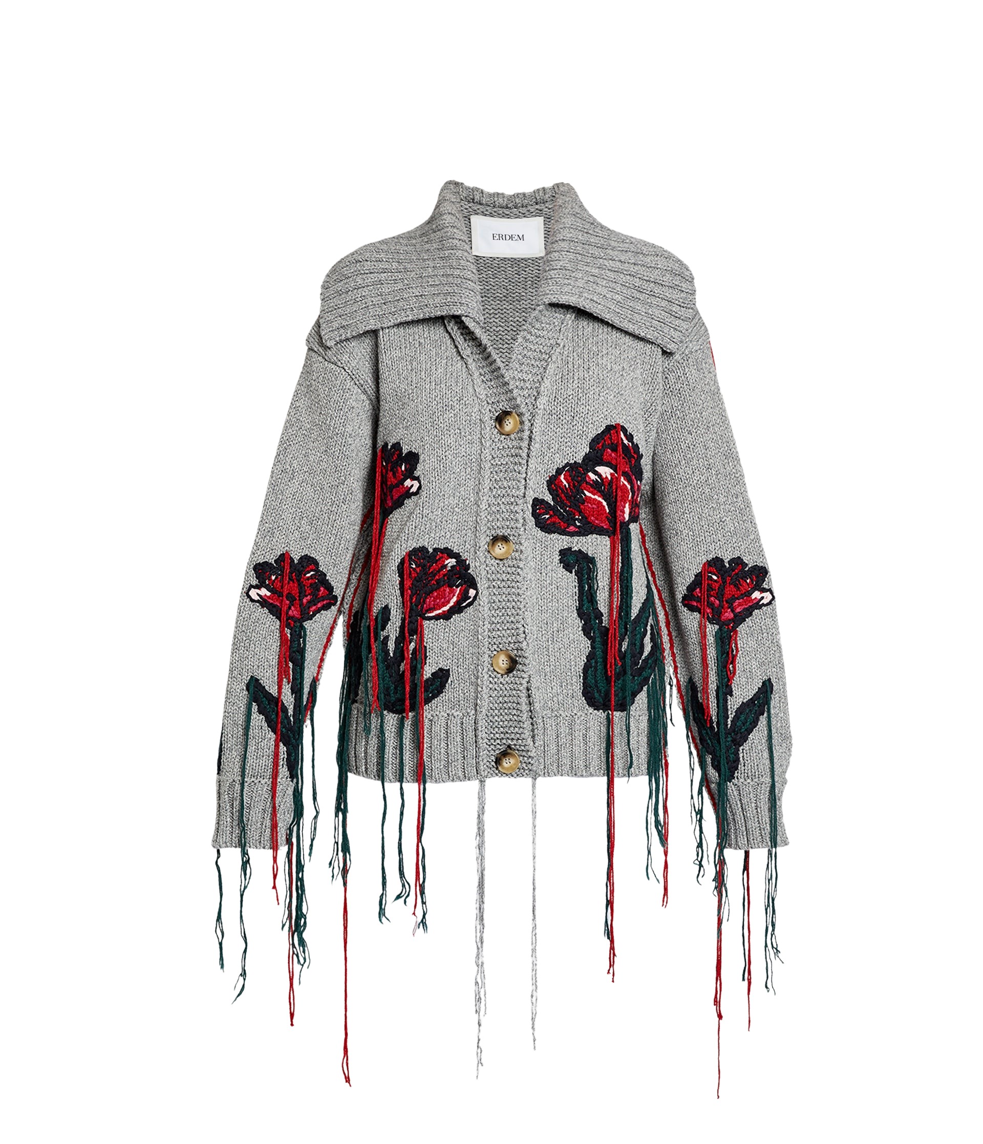 Erdem Floral Embroidered Knit Cardigan - Knitwear - British Romantic Luxury at Coveti