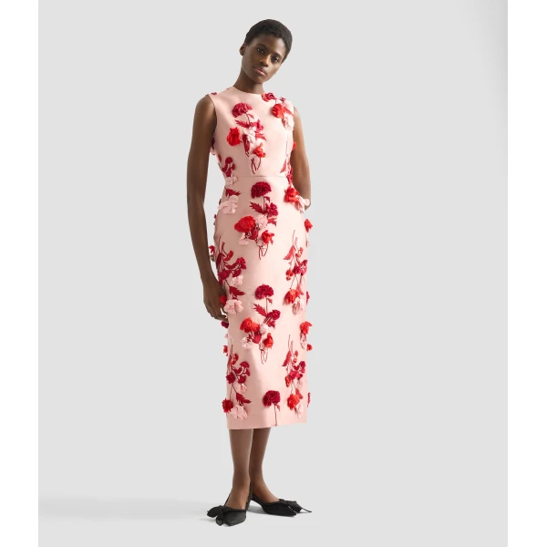 Erdem Floral Embroidered Mikado Sleeveless Midi Dress - Dresses - British Romantic Luxury at Coveti