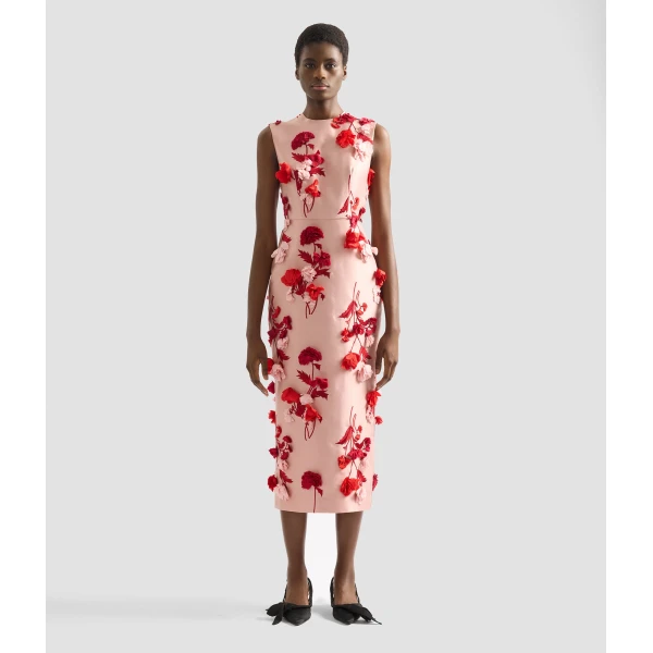 Erdem Floral Embroidered Mikado Sleeveless Midi Dress - Dresses - British Romantic Luxury at Coveti