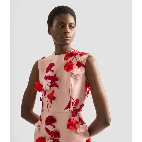Erdem Floral Embroidered Mikado Sleeveless Midi Dress - Dresses - British Romantic Luxury at Coveti