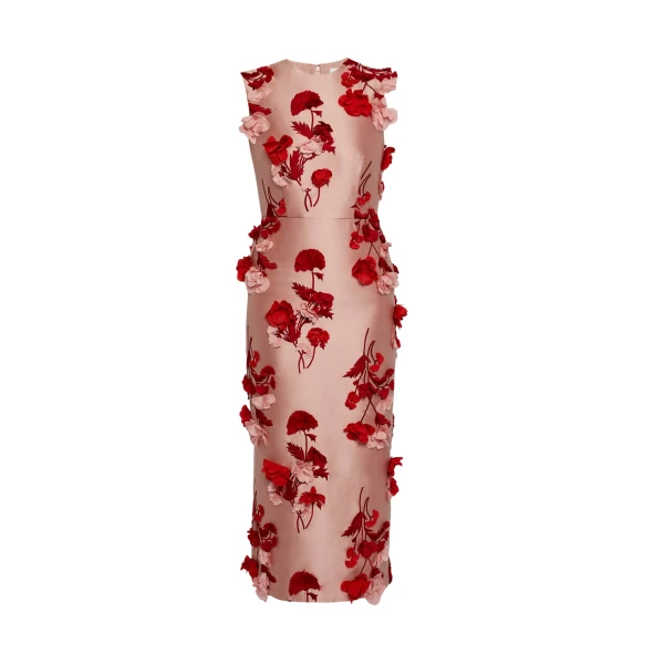 Erdem Floral Embroidered Mikado Sleeveless Midi Dress - Dresses - British Romantic Luxury at Coveti