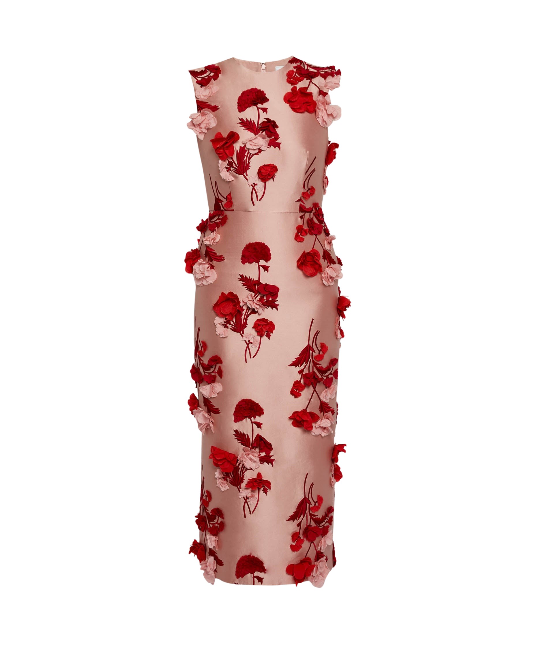 Erdem Floral Embroidered Mikado Sleeveless Midi Dress