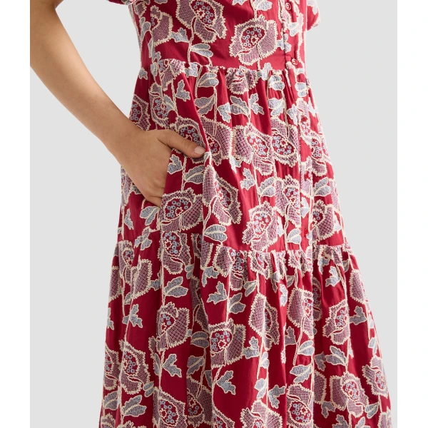 Erdem Floral Embroidered Tiered Midi Dress - Dresses - British Romantic Luxury at Coveti