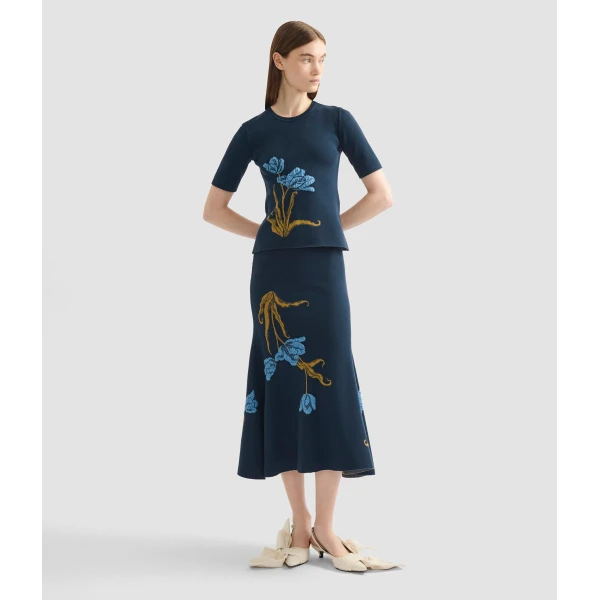 Erdem Floral Jacquard A Line Knit Skirt - Skirts - British Romantic Luxury at Coveti