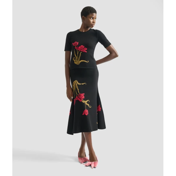 Erdem Floral Jacquard A Line Knit Skirt - Skirts - British Romantic Luxury at Coveti