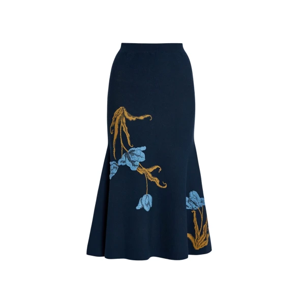 Erdem Floral Jacquard A Line Knit Skirt - Skirts - British Romantic Luxury at Coveti