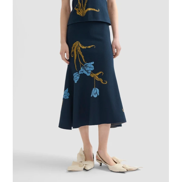 Erdem Floral Jacquard A Line Knit Skirt - Skirts - British Romantic Luxury at Coveti