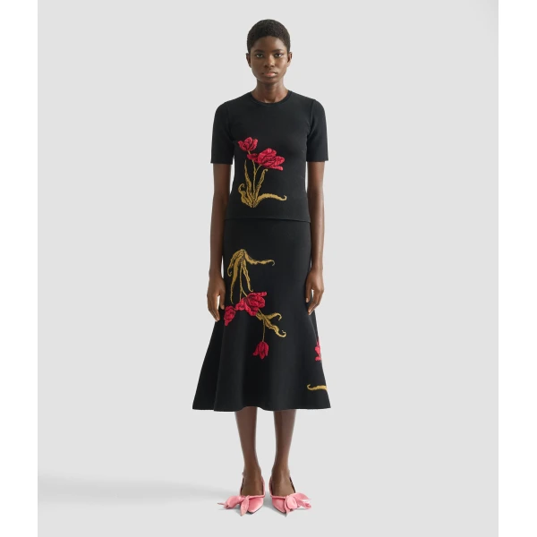 Erdem Floral Jacquard A Line Knit Skirt - Skirts - British Romantic Luxury at Coveti
