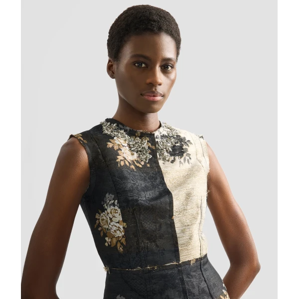 Erdem Floral Jacquard Sleeveless Midi Dress - Dresses - British Romantic Luxury at Coveti