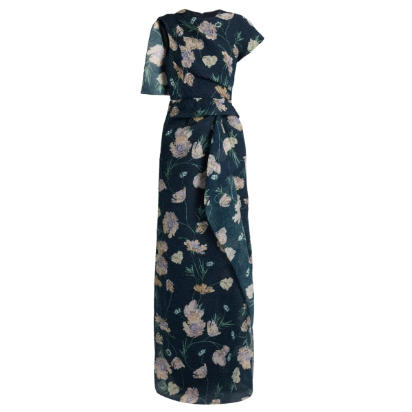 Erdem Floral Organza Cloque Asymmetric Gown - Dresses - British Romantic Luxury at Coveti