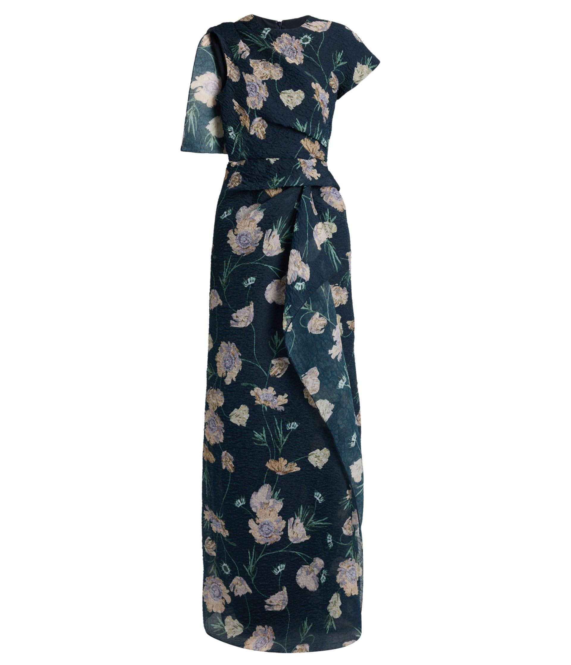 Erdem Floral Organza Cloque Asymmetric Gown