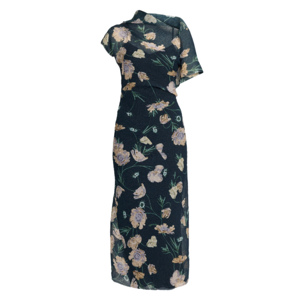 Erdem Floral Organza Cloque Asymmetric Midi Dress - Dresses - British Romantic Luxury at Coveti
