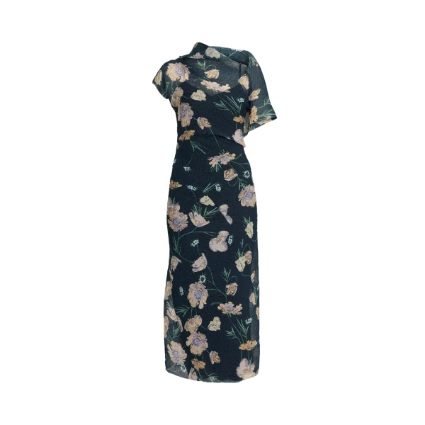 Erdem Floral Organza Cloque Asymmetric Midi Dress - Dresses - British Romantic Luxury at Coveti