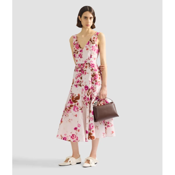 Erdem Floral Print Cotton Fit And Flared Midi Dress - Dresses - British Romantic Luxury at Coveti