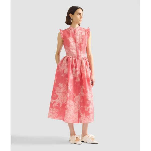 Erdem Floral Print Cotton Fit And Flared Midi Dress - Dresses - British Romantic Luxury at Coveti