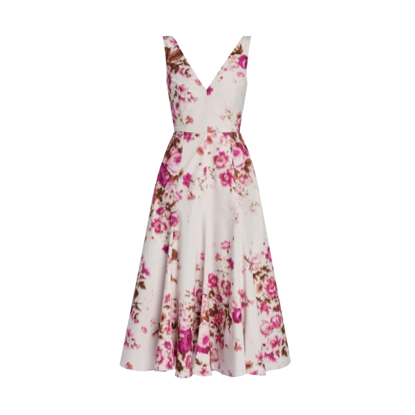 Erdem Floral Print Cotton Fit And Flared Midi Dress - Dresses - British Romantic Luxury at Coveti