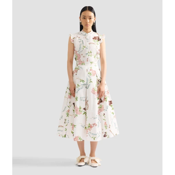 Erdem Floral Print Cotton Midi Full Skirt - Skirts - British Romantic Luxury at Coveti