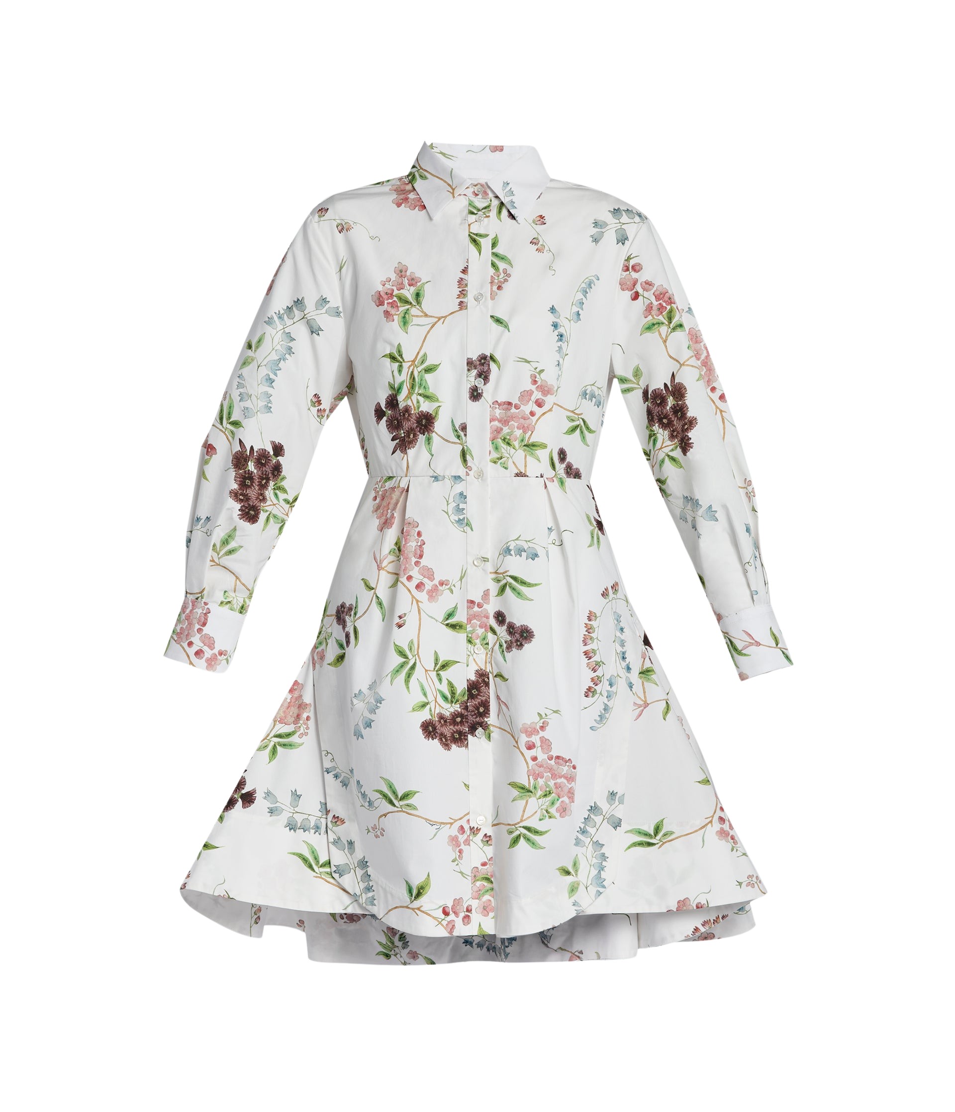 Erdem Floral Print Cotton Mini Shirt Dress